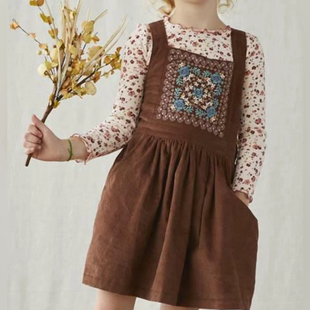 Matilda Jane Just Imagine Arya Micro Cord Jumper Dress & Lettuce Hem Top Set‎ 8